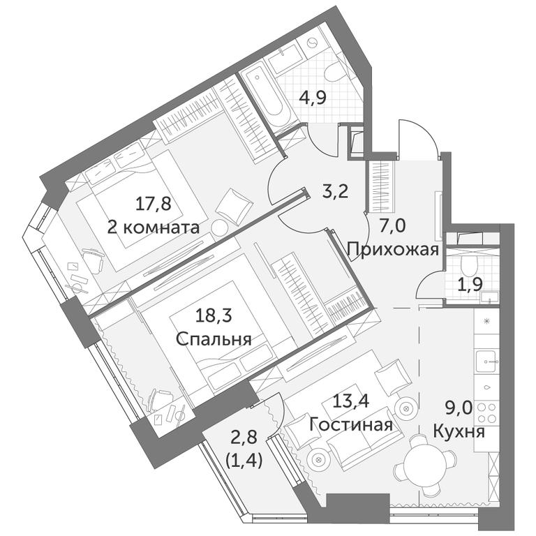 3-BD Apartment Sale, 76.9 sq. m. at Arkhitektor, Akademika Volgina Street, 2Д, Moscow, Russia #1 3-BD Apartment Sale, 76.9 sq. m. at Arkhitektor, Akademika Volgina Street, 2Д, Moscow, Russia #1