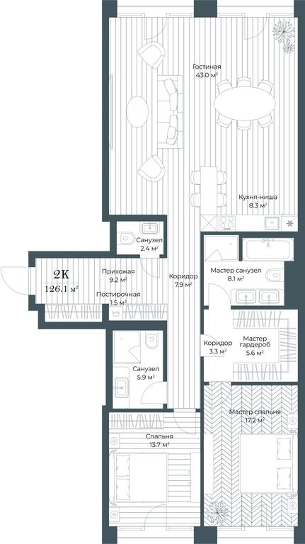 1-BD Apartment Sale, 126.7平方米 at Opus, Derbenevskaya Street, 1с1, Moscow, Russia #1 1-BD Apartment Sale, 126.7平方米 at Opus, Derbenevskaya Street, 1с1, Moscow, Russia #1