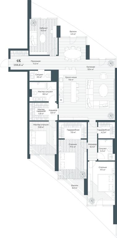 3-BD Apartment Sale, 189.3平方米 at Opus, Derbenevskaya Street, 1с1, Moscow, Russia #1