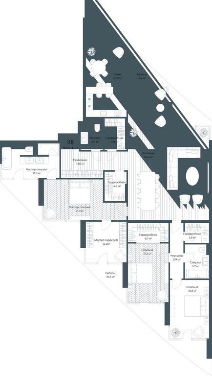 2-BD Apartment Sale, 234.3平方米 at Opus, Derbenevskaya Street, 1с1, Moscow, Russia #1