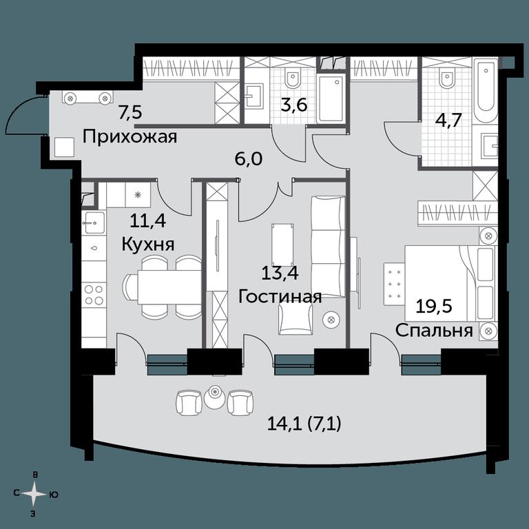 2-BD Apartment Sale, 73.2 sq. m. at Sydney City, Shenogina Street, 2, Moscow, Russia #1 2-BD Apartment Sale, 73.2 sq. m. at Sydney City, Shenogina Street, 2, Moscow, Russia #1