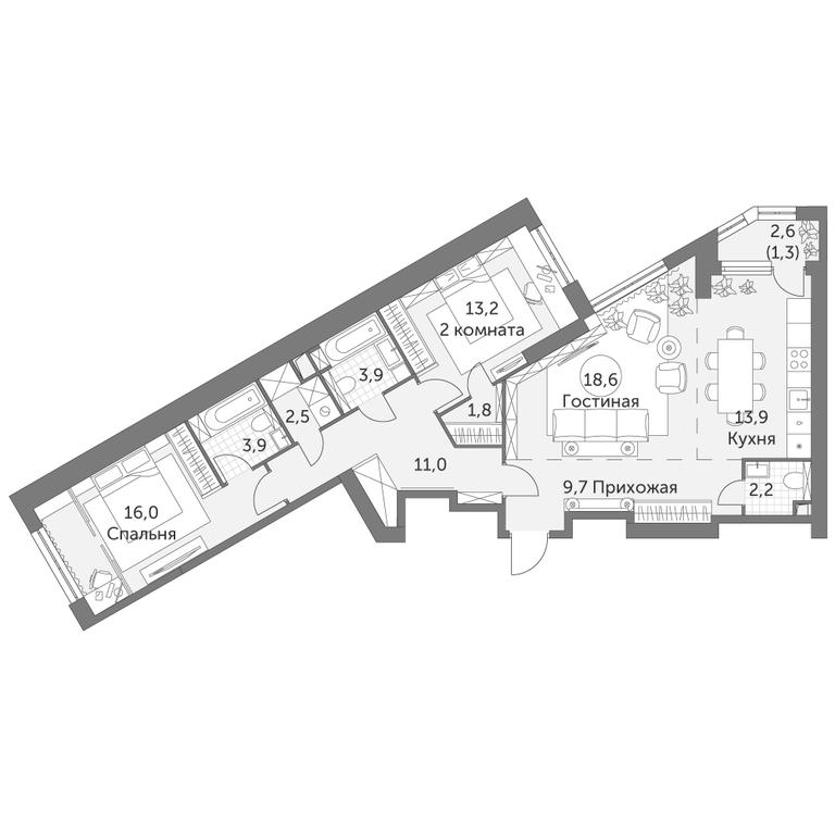 3-BD Apartment Sale, 98 sq. m. at Arkhitektor, Akademika Volgina Street, 2Д, Moscow, Russia #1