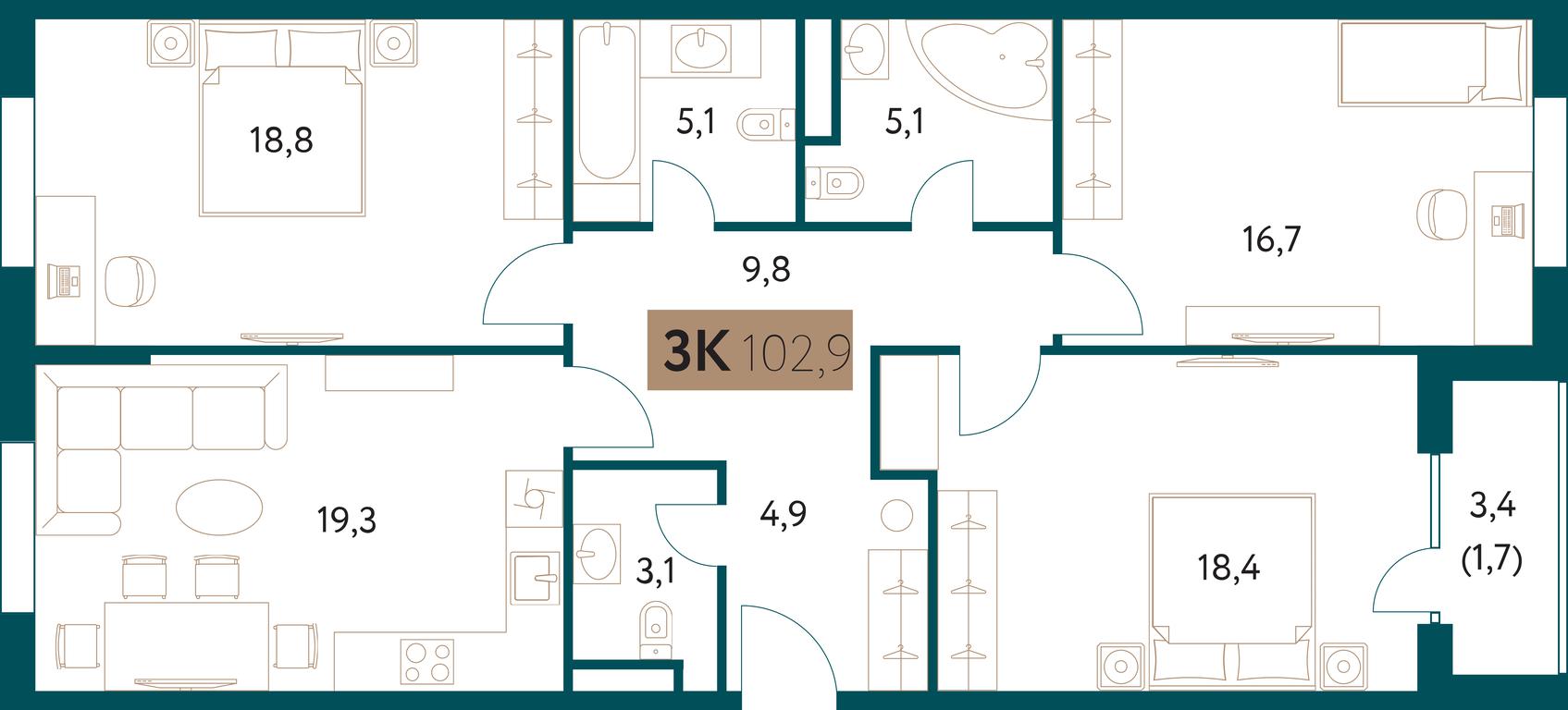 3-BD Apartment Sale, 102.7 sq. m. at Nastoiashchee, Vinnitskaya Street, 8к1, Moscow, Russia #1 3-BD Apartment Sale, 102.7 sq. m. at Nastoiashchee, Vinnitskaya Street, 8к1, Moscow, Russia #1