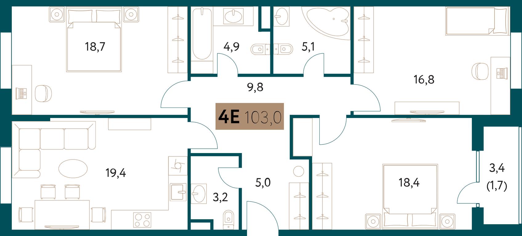 3-BD Apartment Sale, 103 sq. m. at Nastoiashchee, Vinnitskaya Street, 8к1, Moscow, Russia #2 3-BD Apartment Sale, 103 sq. m. at Nastoiashchee, Vinnitskaya Street, 8к1, Moscow, Russia #2