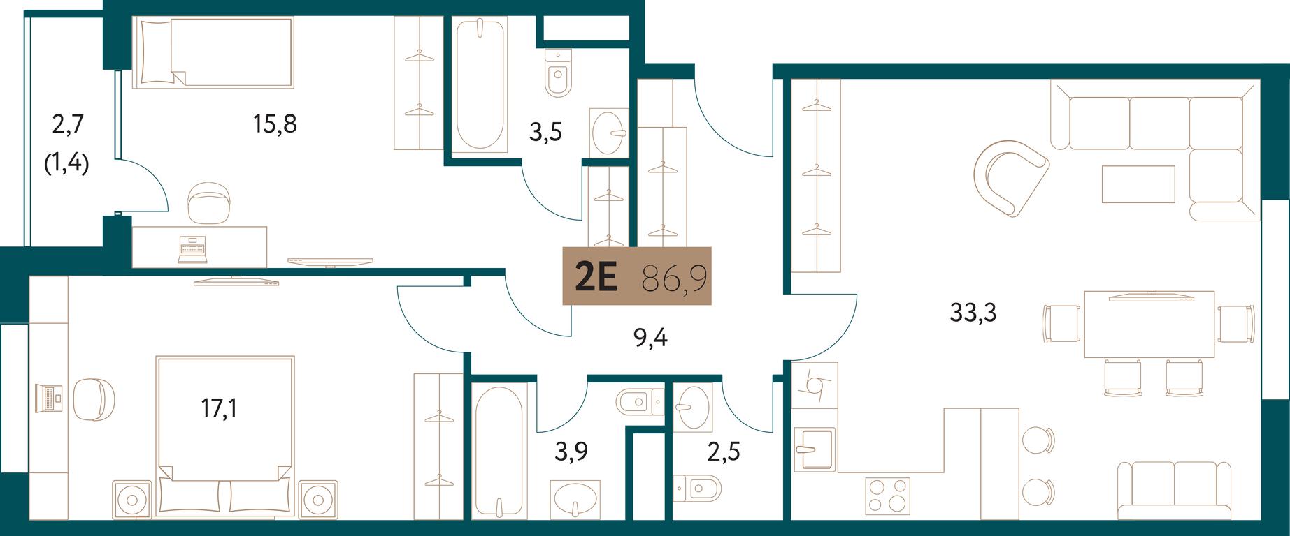2-BD Apartment Sale, 87.4 sq. m. at Nastoiashchee, Vinnitskaya Street, 8к1, Moscow, Russia #1 2-BD Apartment Sale, 87.4 sq. m. at Nastoiashchee, Vinnitskaya Street, 8к1, Moscow, Russia #1