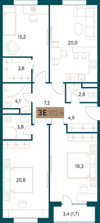 3-BD Apartment Sale, 102.8 sq. m. at Nastoiashchee, Vinnitskaya Street, 8к1, Moscow, Russia #1 3-BD Apartment Sale, 102.8 sq. m. at Nastoiashchee, Vinnitskaya Street, 8к1, Moscow, Russia #1
