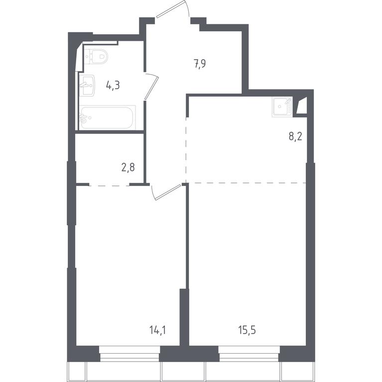 Продажа 1-комн. квартиры, 52,8 м² в ЖК «Спутник», улица Липовой Рощи, 1к4, деревня Раздоры, Одинцовский городской округ, Московская область, Россия #1