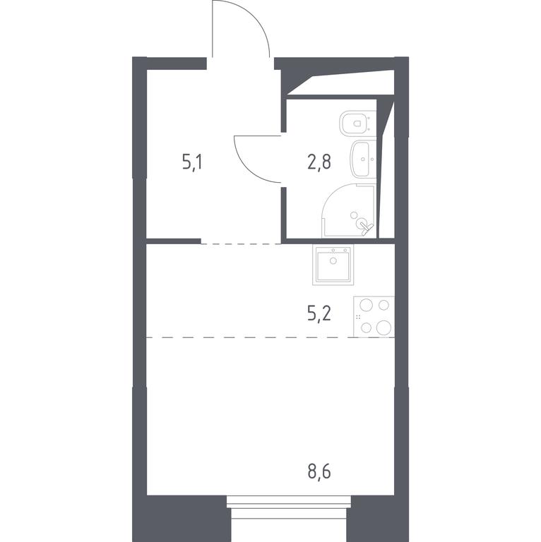 Apartment Sale, 21.2 sq. m. at Zareche Park, Zarechnaya ulitsa, 25с1, rabochiy posyolok Zarechye, Odintsovskiy City District, Moscow Region, Russia #1