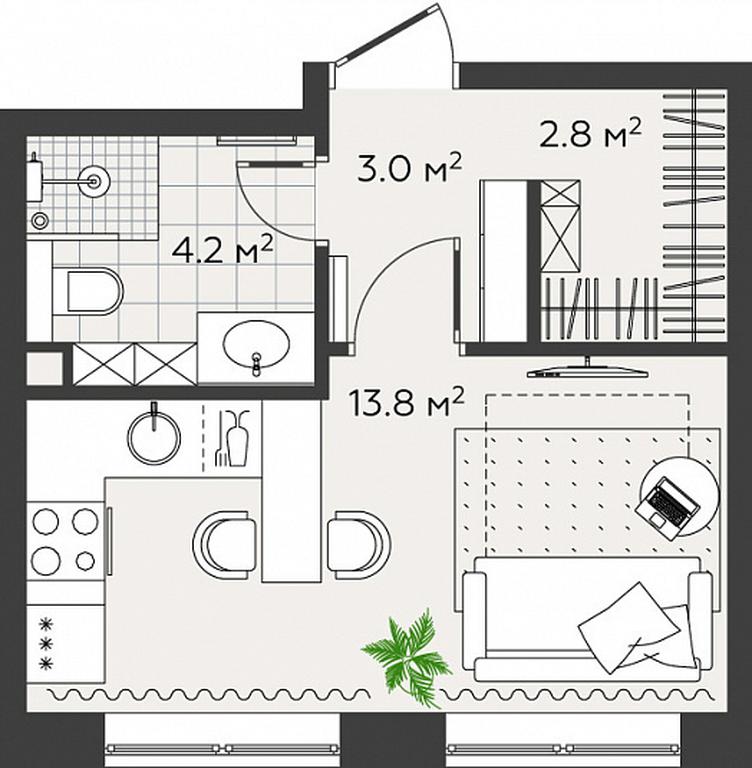 Продажа квартиры, 23,9 м² в ЖК «Эко Бунино», проспект Куприна, 34к1, поселение Сосенское, Москва, Россия #1