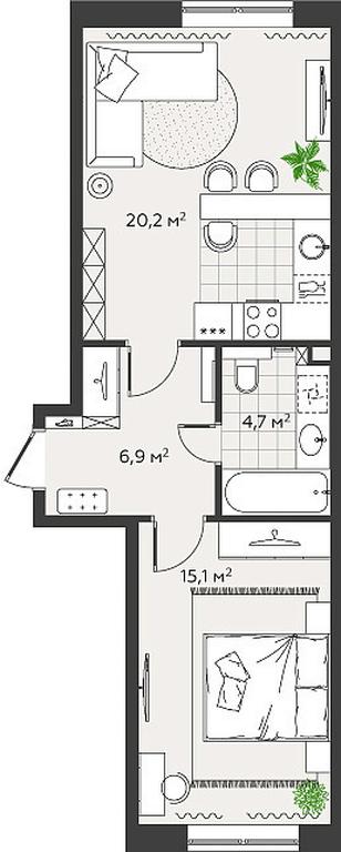 1-BD Apartment Sale, 47 sq. m. at Eko Bunino, prospekt Kuprina, 34к1, Sosenskoye Settlement, Moscow, Russia #1 1-BD Apartment Sale, 47 sq. m. at Eko Bunino, prospekt Kuprina, 34к1, Sosenskoye Settlement, Moscow, Russia #1