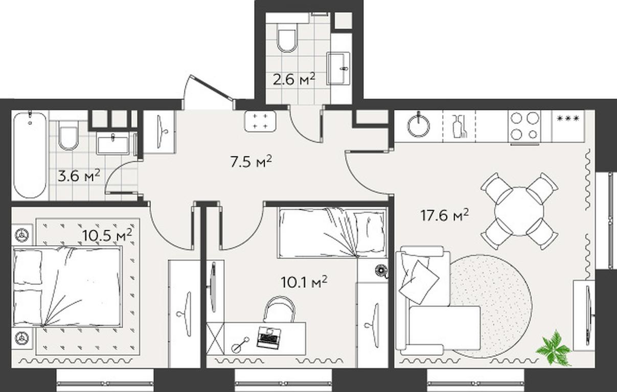 2-BD Apartment Sale, 51.4 sq. m. at Eko Bunino, prospekt Kuprina, 34к1, Sosenskoye Settlement, Moscow, Russia #1 2-BD Apartment Sale, 51.4 sq. m. at Eko Bunino, prospekt Kuprina, 34к1, Sosenskoye Settlement, Moscow, Russia #1