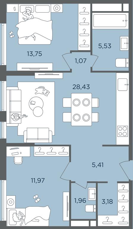 1-BD Apartment Sale, 71.3平方米 at Headliner, Shmitovsky Drive, 39, Moscow, Russia #2 1-BD Apartment Sale, 71.3平方米 at Headliner, Shmitovsky Drive, 39, Moscow, Russia #2