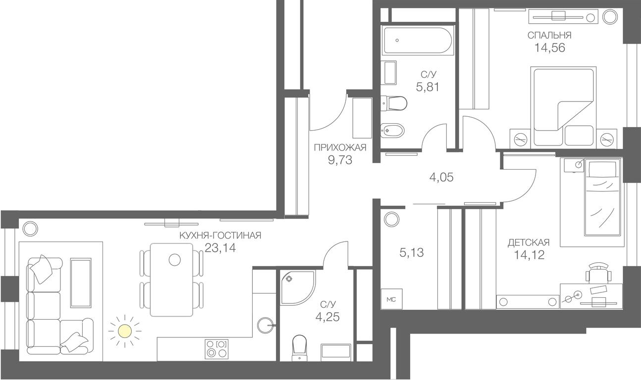 2-BD Apartment Sale, 81.1 sq. m. at Headliner, Shmitovsky Drive, 39, Moscow, Russia #1 2-BD Apartment Sale, 81.1 sq. m. at Headliner, Shmitovsky Drive, 39, Moscow, Russia #1
