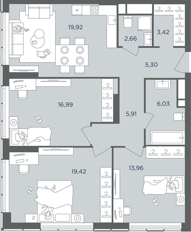2-BD Apartment Sale, 95.1 sq. m. at Headliner, Shmitovsky Drive, 39, Moscow, Russia #2