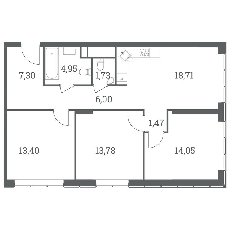 2-BD Apartment Sale, 83.2 sq. m. at Headliner, Shmitovsky Drive, 39, Moscow, Russia #1
