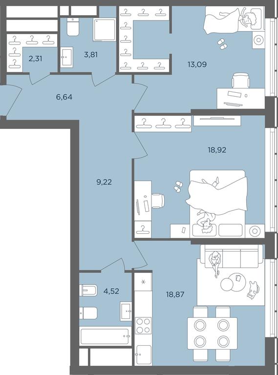 1-BD Apartment Sale, 80 sq. m. at Headliner, Shmitovsky Drive, 39, Moscow, Russia #2