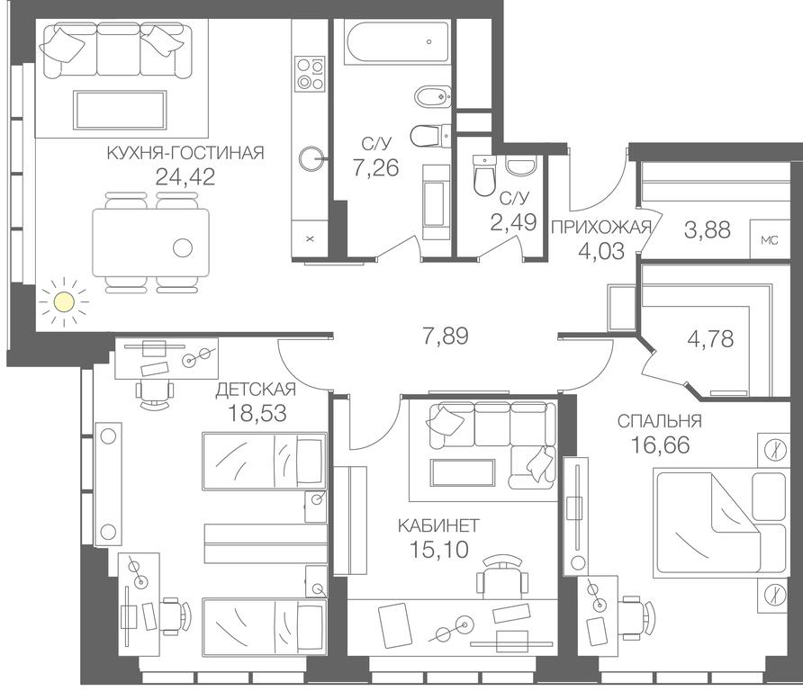 2-BD Apartment Sale, 105.4 sq. m. at Headliner, Shmitovsky Drive, 39, Moscow, Russia #1 2-BD Apartment Sale, 105.4 sq. m. at Headliner, Shmitovsky Drive, 39, Moscow, Russia #1