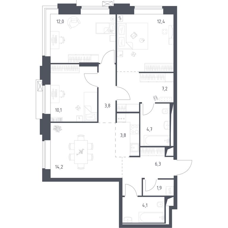 2-BD Apartment Sale, 80.84平方米 at Vereiskaya 41, Vereyskaya Street, 41, Moscow, Russia #2 2-BD Apartment Sale, 80.84平方米 at Vereiskaya 41, Vereyskaya Street, 41, Moscow, Russia #2