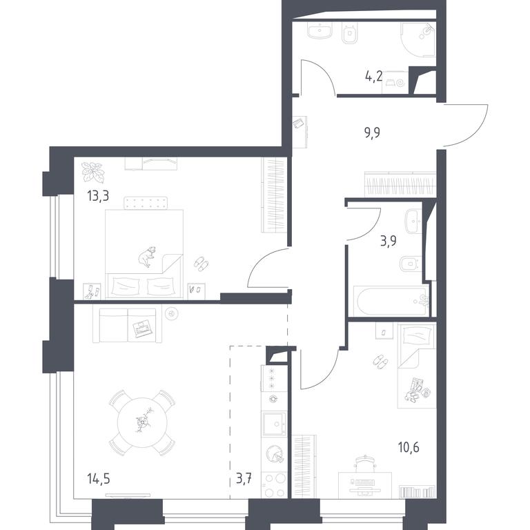1-BD Apartment Sale, 59.88 sq. m. at Vereiskaya 41, Vereyskaya Street, 41, Moscow, Russia #1