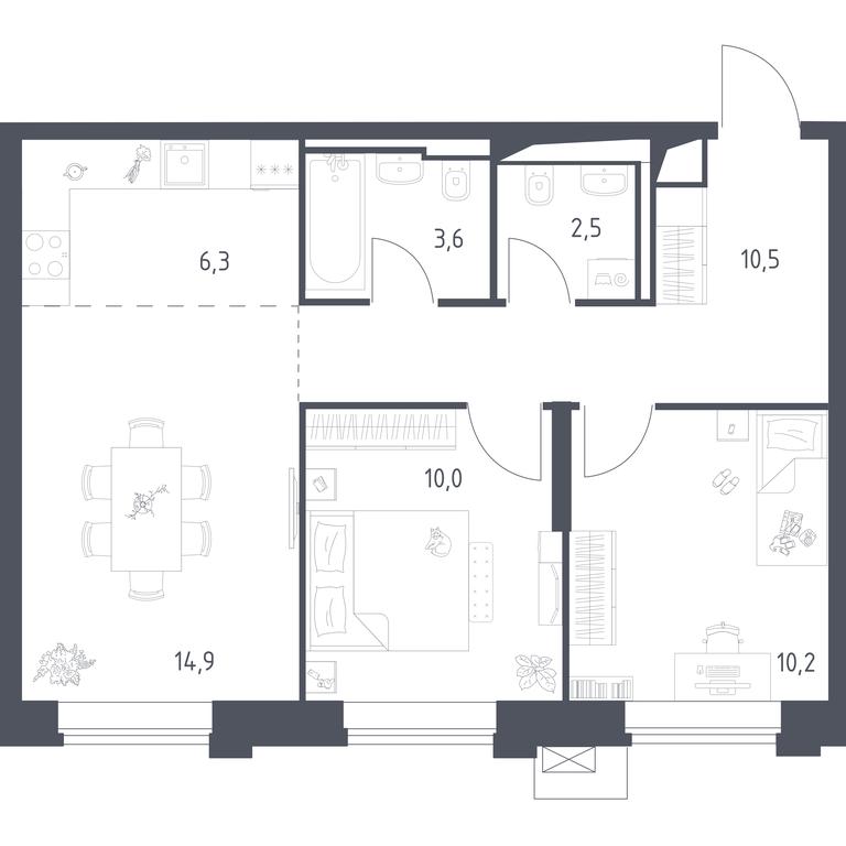 1-BD Apartment Sale, 57.97 sq. m. at Vereiskaya 41, Vereyskaya Street, 41, Moscow, Russia #1 1-BD Apartment Sale, 57.97 sq. m. at Vereiskaya 41, Vereyskaya Street, 41, Moscow, Russia #1