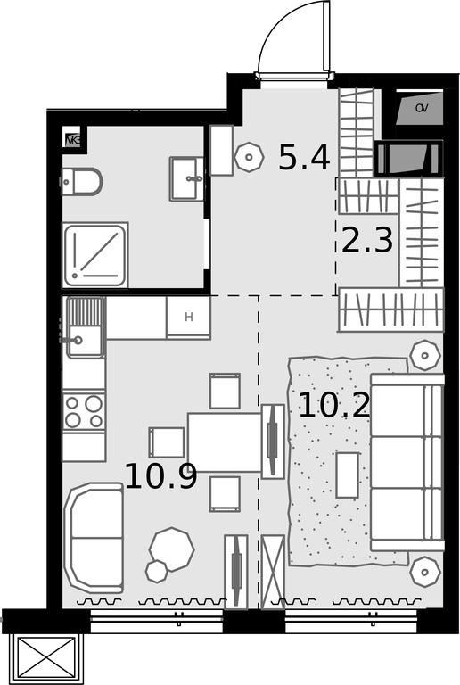 1-BD Apartment Sale, 32.9平方米 at Malevich, Otradnaya Street, 8, Moscow, Russia #1