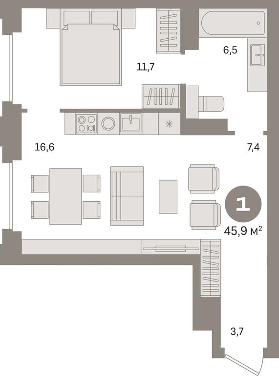1-BD Apartment Sale, 45.9平方米 at Kvartal «MONS», Ogorodny Drive, Moscow, Russia #1 1-BD Apartment Sale, 45.9平方米 at Kvartal «MONS», Ogorodny Drive, Moscow, Russia #1
