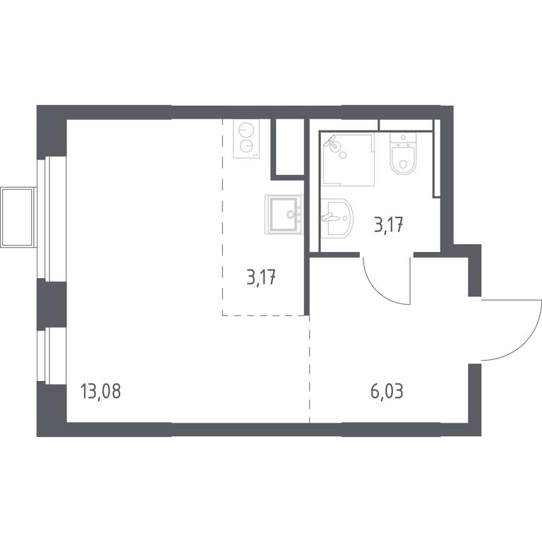 Apartment Sale, 25.1 sq. m. at Pribrezhnyi Park, Pribrezhniy Park Residential Complex, Village of Yam, Domodedovo City District, Moscow Region, Russia #1