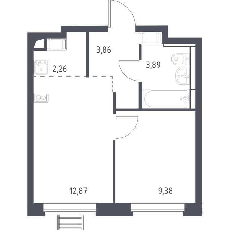 Apartment Sale, 31.9 sq. m. at Pribrezhnyi Park, Pribrezhniy Park Residential Complex, Village of Yam, Domodedovo City District, Moscow Region, Russia #1