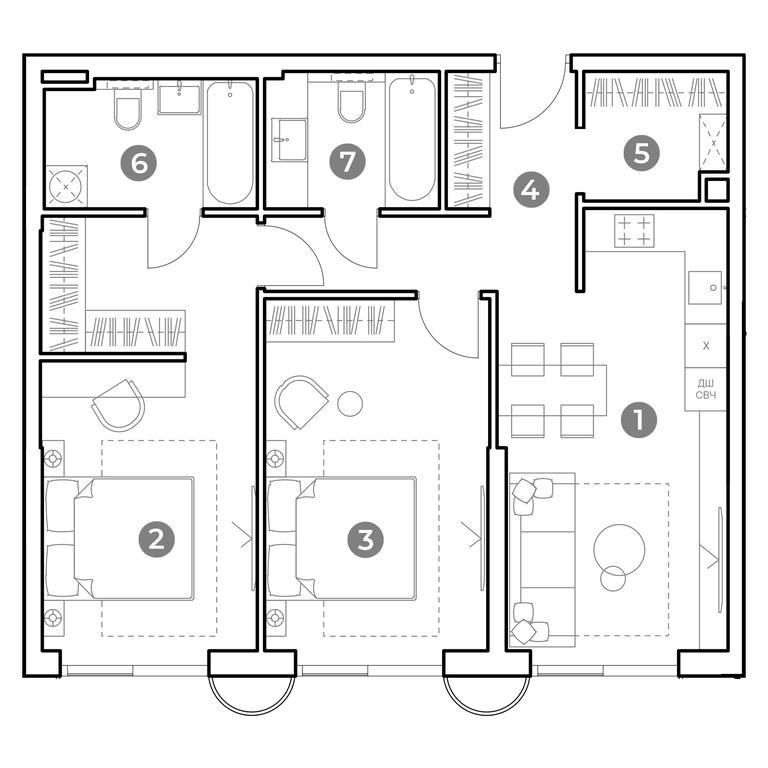 2-BD Apartment Sale, 73.1 sq. m. at Nametkin Tower, Namyotkina Street, 10А, Moscow, Russia #1