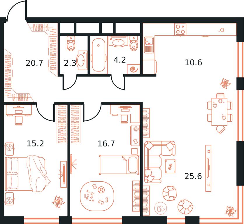 Продажа 3-комн. квартиры, 90,2 м² в ЖК «Вест Тауэр (West Tower)», Аминьевское шоссе, 6, Москва, Россия #1