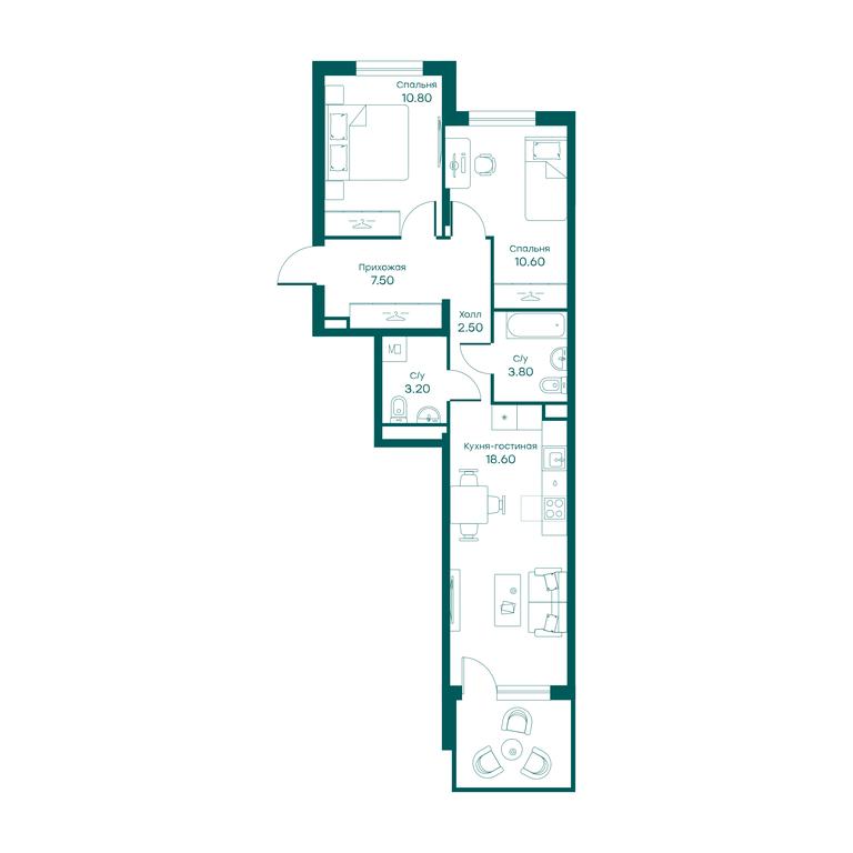 2-BD Apartment Sale, 57.1 sq. m. at Ravnovesie, zhiloy kompleks Ravnovesiye, selo Perkhushkovo, Odintsovskiy City District, Moscow Region, Russia #1 2-BD Apartment Sale, 57.1 sq. m. at Ravnovesie, zhiloy kompleks Ravnovesiye, selo Perkhushkovo, Odintsovskiy City District, Moscow Region, Russia #1