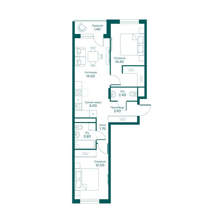 2-BD Apartment Sale, 56.7 sq. m. at Ravnovesie, zhiloy kompleks Ravnovesiye, selo Perkhushkovo, Odintsovskiy City District, Moscow Region, Russia #1 2-BD Apartment Sale, 56.7 sq. m. at Ravnovesie, zhiloy kompleks Ravnovesiye, selo Perkhushkovo, Odintsovskiy City District, Moscow Region, Russia #1