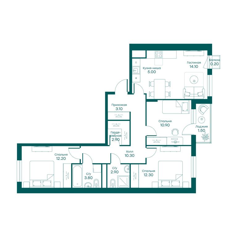3-BD Apartment Sale, 77.6平方米 at Ravnovesie, zhiloy kompleks Ravnovesiye, selo Perkhushkovo, Odintsovskiy City District, Moscow Region, Russia #1 3-BD Apartment Sale, 77.6平方米 at Ravnovesie, zhiloy kompleks Ravnovesiye, selo Perkhushkovo, Odintsovskiy City District, Moscow Region, Russia #1