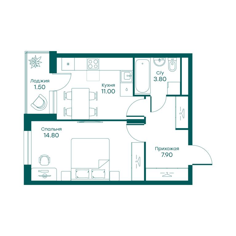 Apartment Sale, 37.5 sq. m. at Ravnovesie, zhiloy kompleks Ravnovesiye, selo Perkhushkovo, Odintsovskiy City District, Moscow Region, Russia #1