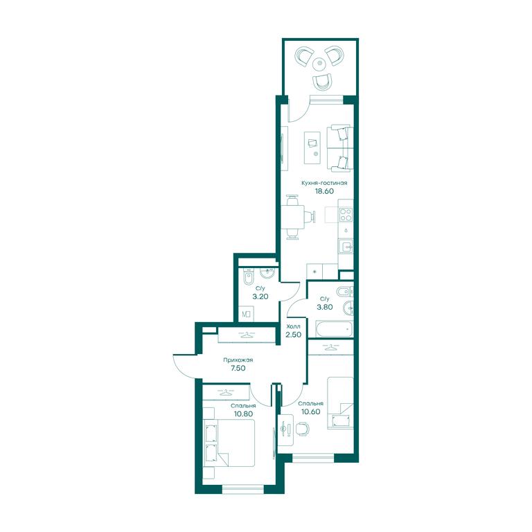 2-BD Apartment Sale, 57.5 sq. m. at Ravnovesie, zhiloy kompleks Ravnovesiye, selo Perkhushkovo, Odintsovskiy City District, Moscow Region, Russia #1 2-BD Apartment Sale, 57.5 sq. m. at Ravnovesie, zhiloy kompleks Ravnovesiye, selo Perkhushkovo, Odintsovskiy City District, Moscow Region, Russia #1