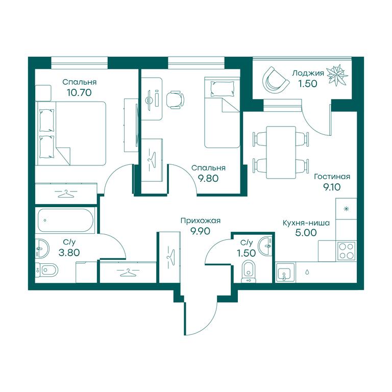 2-BD Apartment Sale, 49.8平方米 at Ravnovesie, zhiloy kompleks Ravnovesiye, selo Perkhushkovo, Odintsovskiy City District, Moscow Region, Russia #1 2-BD Apartment Sale, 49.8平方米 at Ravnovesie, zhiloy kompleks Ravnovesiye, selo Perkhushkovo, Odintsovskiy City District, Moscow Region, Russia #1