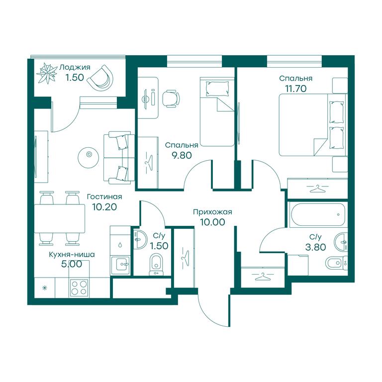 2-BD Apartment Sale, 52.2平方米 at Ravnovesie, zhiloy kompleks Ravnovesiye, selo Perkhushkovo, Odintsovskiy City District, Moscow Region, Russia #1 2-BD Apartment Sale, 52.2平方米 at Ravnovesie, zhiloy kompleks Ravnovesiye, selo Perkhushkovo, Odintsovskiy City District, Moscow Region, Russia #1