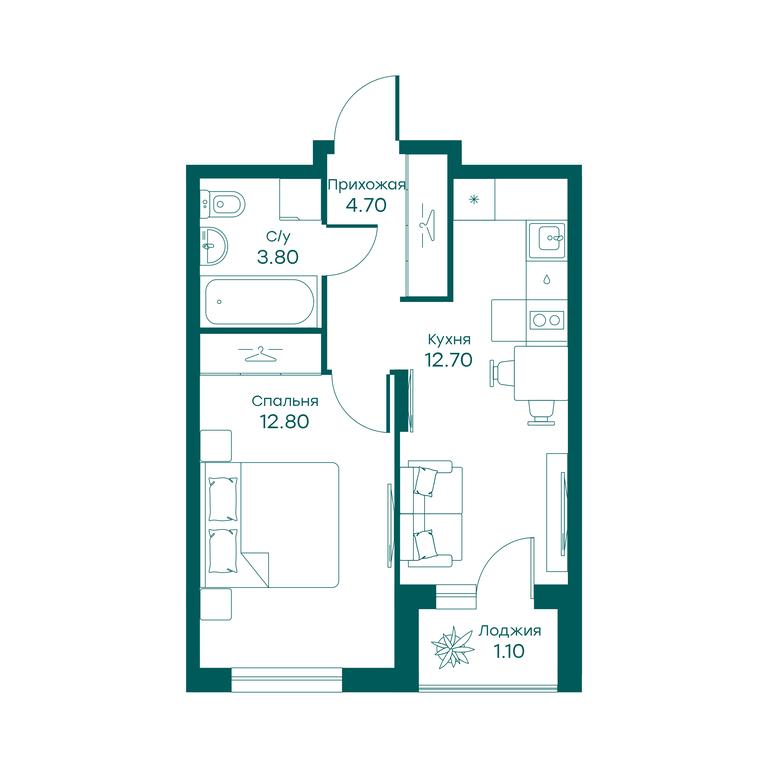 Apartment Sale, 33.9 sq. m. at Ravnovesie, zhiloy kompleks Ravnovesiye, selo Perkhushkovo, Odintsovskiy City District, Moscow Region, Russia #1