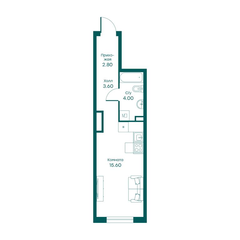 1-BD Apartment Sale, 47.3 sq. m. at Ravnovesie, zhiloy kompleks Ravnovesiye, selo Perkhushkovo, Odintsovskiy City District, Moscow Region, Russia #1