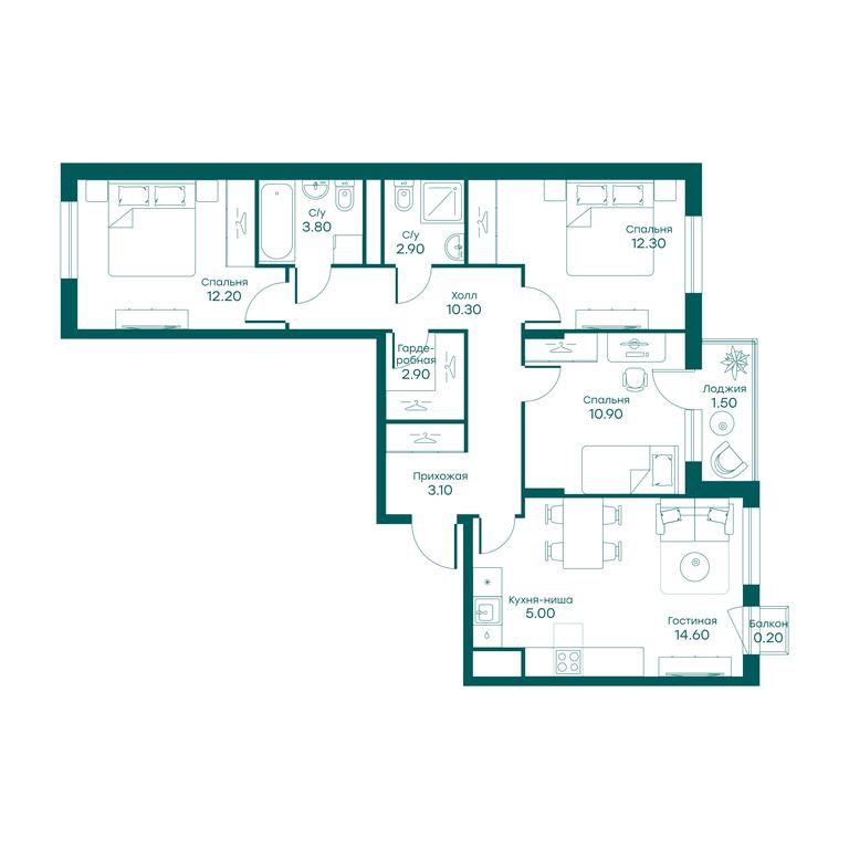 3-BD Apartment Sale, 77.3平方米 at Ravnovesie, zhiloy kompleks Ravnovesiye, selo Perkhushkovo, Odintsovskiy City District, Moscow Region, Russia #1 3-BD Apartment Sale, 77.3平方米 at Ravnovesie, zhiloy kompleks Ravnovesiye, selo Perkhushkovo, Odintsovskiy City District, Moscow Region, Russia #1