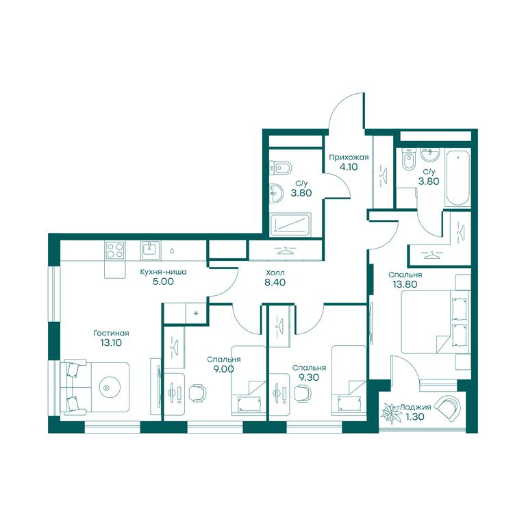 3-BD Apartment Sale, 70.4平方米 at Ravnovesie, zhiloy kompleks Ravnovesiye, selo Perkhushkovo, Odintsovskiy City District, Moscow Region, Russia #1 3-BD Apartment Sale, 70.4平方米 at Ravnovesie, zhiloy kompleks Ravnovesiye, selo Perkhushkovo, Odintsovskiy City District, Moscow Region, Russia #1