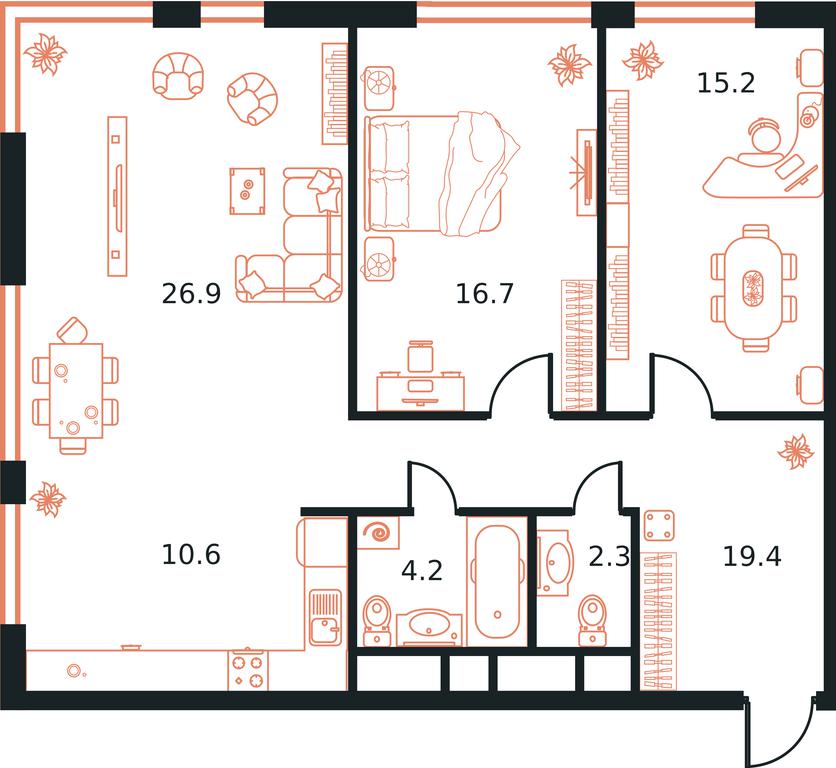 3-BD Apartment Sale, 90.2 sq. m. at West Tower, Aminyevskoye Highway, 6, Moscow, Russia #1 3-BD Apartment Sale, 90.2 sq. m. at West Tower, Aminyevskoye Highway, 6, Moscow, Russia #1