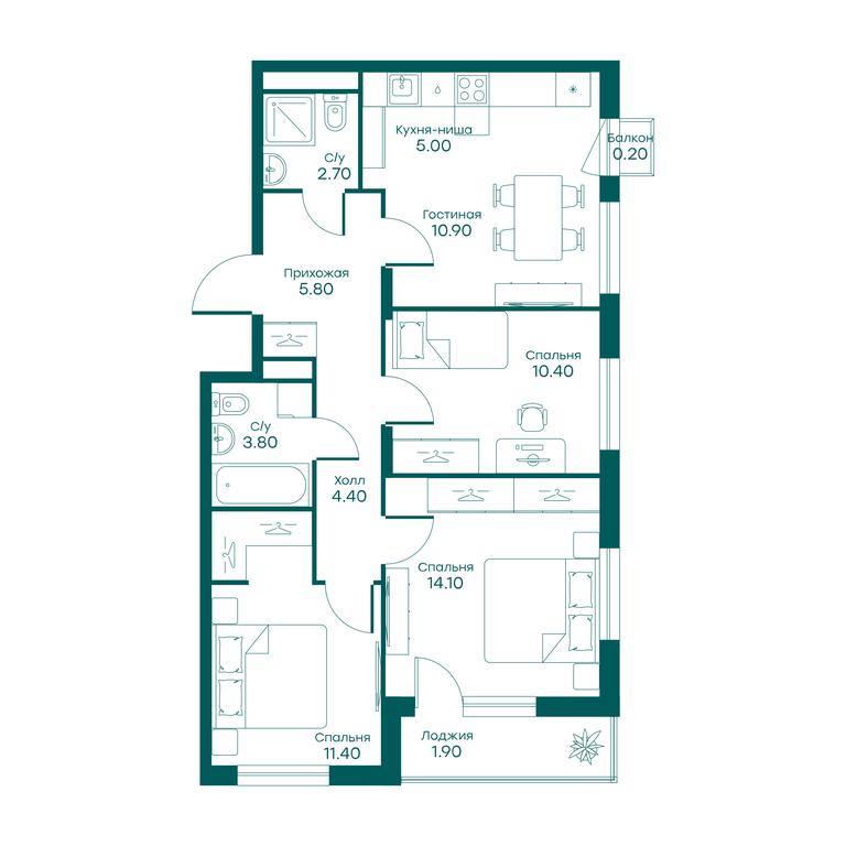 Продажа 3-комн. квартиры, 68,5 м² в ЖК «Равновесие», жилой комплекс Равновесие, село Перхушково, Одинцовский городской округ, Московская область, Россия #1