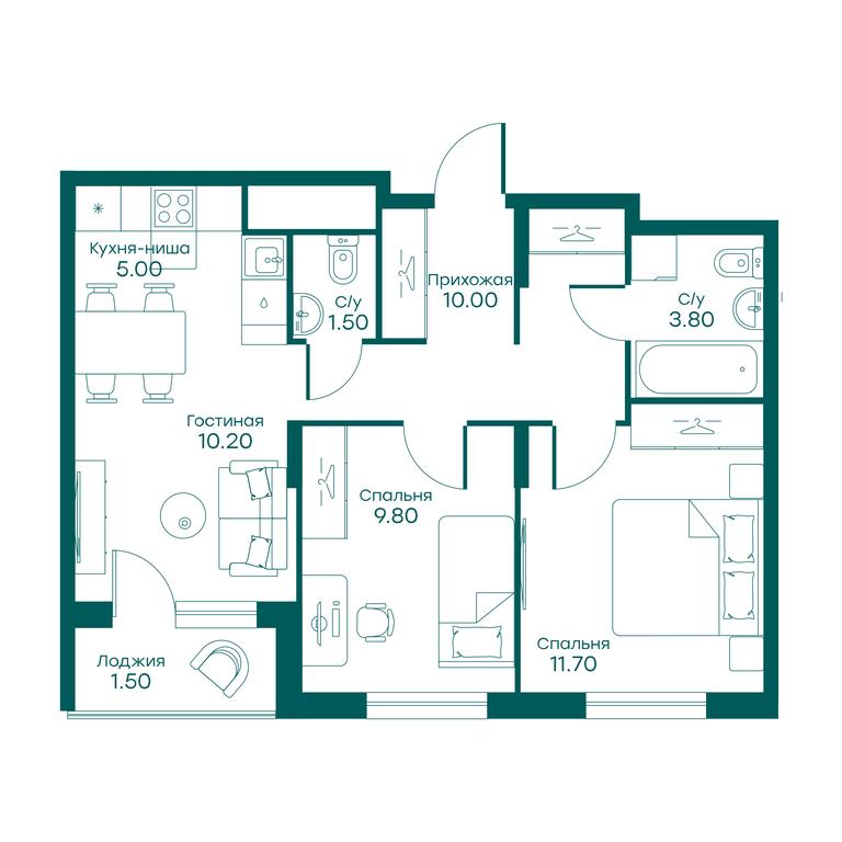 2-BD Apartment Sale, 52.3 sq. m. at Ravnovesie, zhiloy kompleks Ravnovesiye, selo Perkhushkovo, Odintsovskiy City District, Moscow Region, Russia #1 2-BD Apartment Sale, 52.3 sq. m. at Ravnovesie, zhiloy kompleks Ravnovesiye, selo Perkhushkovo, Odintsovskiy City District, Moscow Region, Russia #1