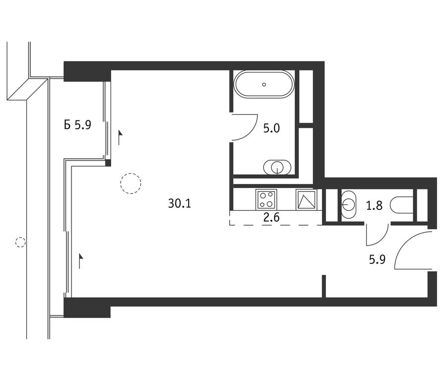 Apartment Sale, 47.2平方米 at Badaevskiy, Kutuzovsky Avenue, 12с3, Moscow, Russia #1