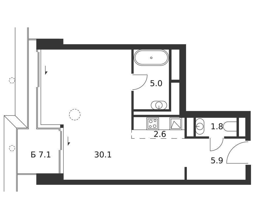 Apartment Sale, 47.5 sq. m. at Badaevskiy, Kutuzovsky Avenue, 12с3, Moscow, Russia #1