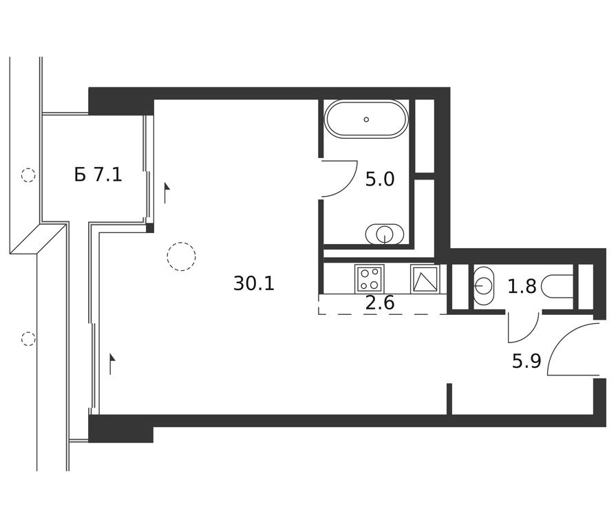 Apartment Sale, 47.5 sq. m. at Badaevskiy, Kutuzovsky Avenue, 12с3, Moscow, Russia #1