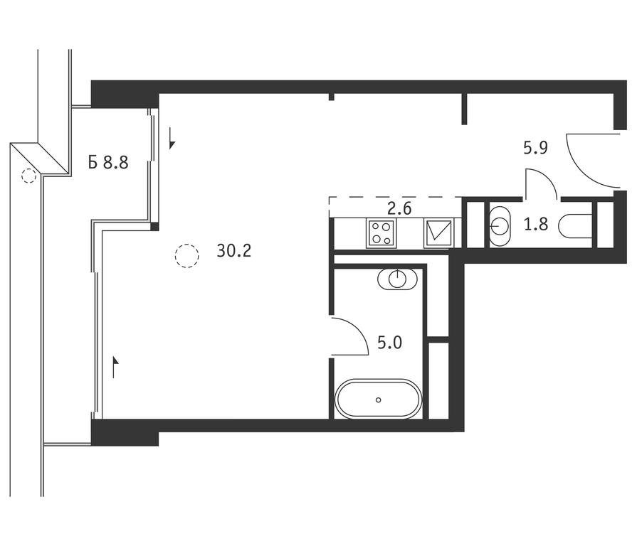 Apartment Sale, 48.1平方米 at Badaevskiy, Kutuzovsky Avenue, 12с3, Moscow, Russia #1