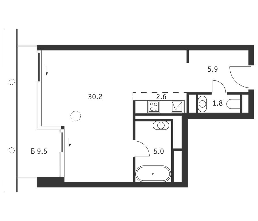Apartment Sale, 48.4平方米 at Badaevskiy, Kutuzovsky Avenue, 12с3, Moscow, Russia #1