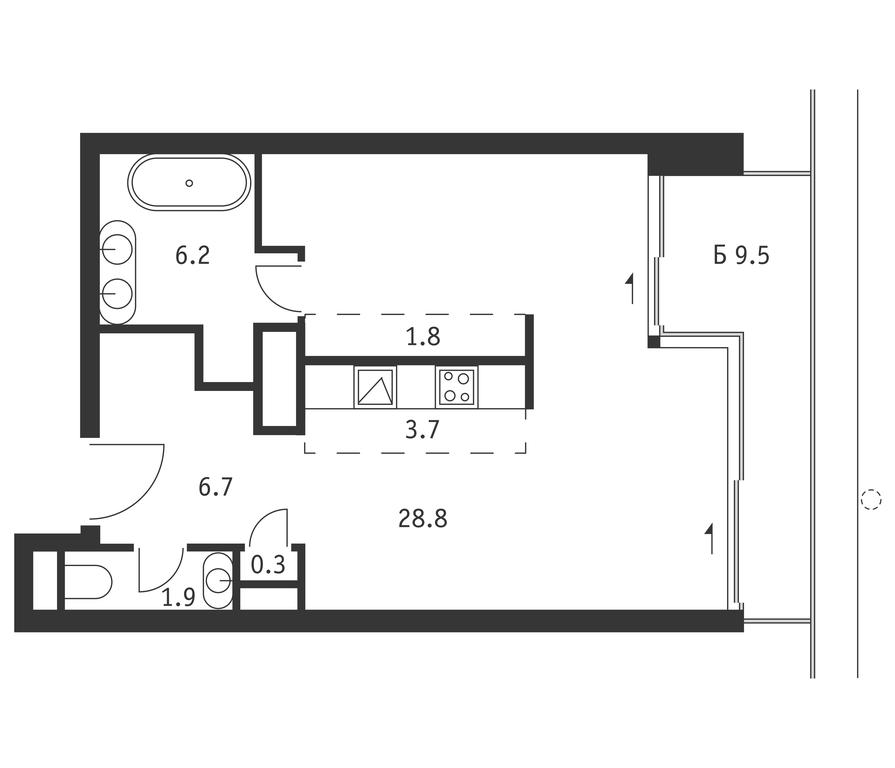 Apartment Sale, 52.3 sq. m. at Badaevskiy, Kutuzovsky Avenue, 12с3, Moscow, Russia #1